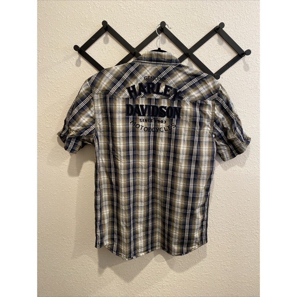 Harley Davidson Snap Plaid Embroidered Shirt Size Medium